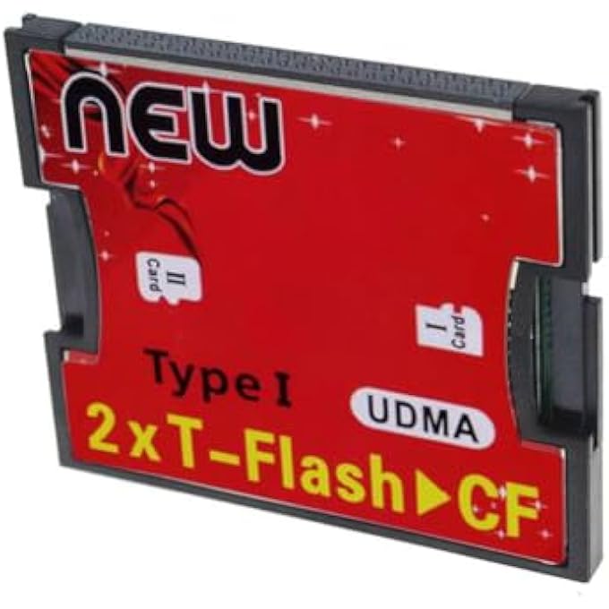 rayihni DUAL PORT TF TO COMPACT FLASH UDMA CF TYPE 1 MEMORY CARD READER ADAPTER FOR CANON NIKON CAMERA, COMPATIBLE WITH MICRO SD/SDHC CARDS - Image 2