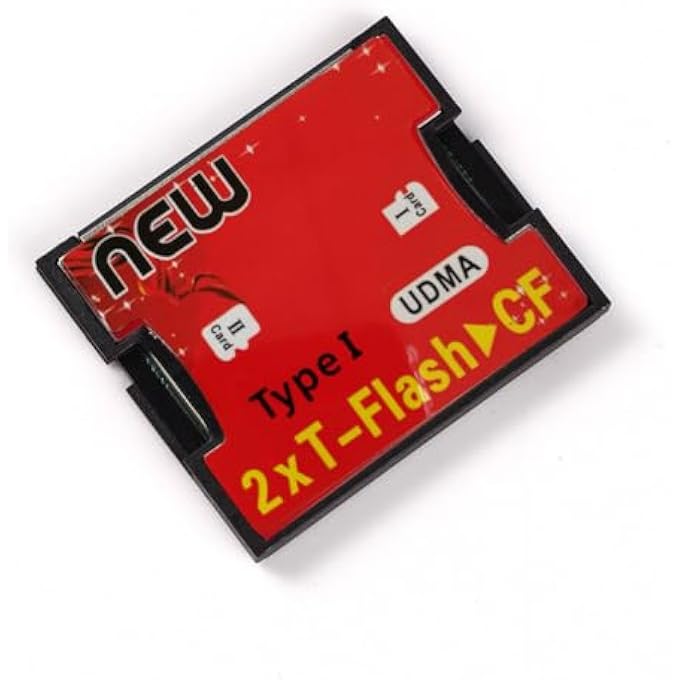 rayihni DUAL PORT TF TO COMPACT FLASH UDMA CF TYPE 1 MEMORY CARD READER ADAPTER FOR CANON NIKON CAMERA, COMPATIBLE WITH MICRO SD/SDHC CARDS - Image 1