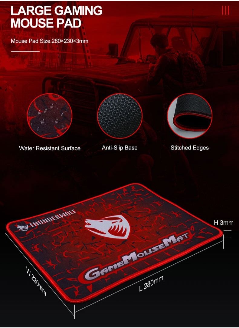 T-WOLF - 3-in-1 Gaming Keyboard Mouse Combo with Mouse Pad 104-Key Wired Gaming Keyboard with Rainbow Backlight Mouse Set for PC Gaming - Image 1