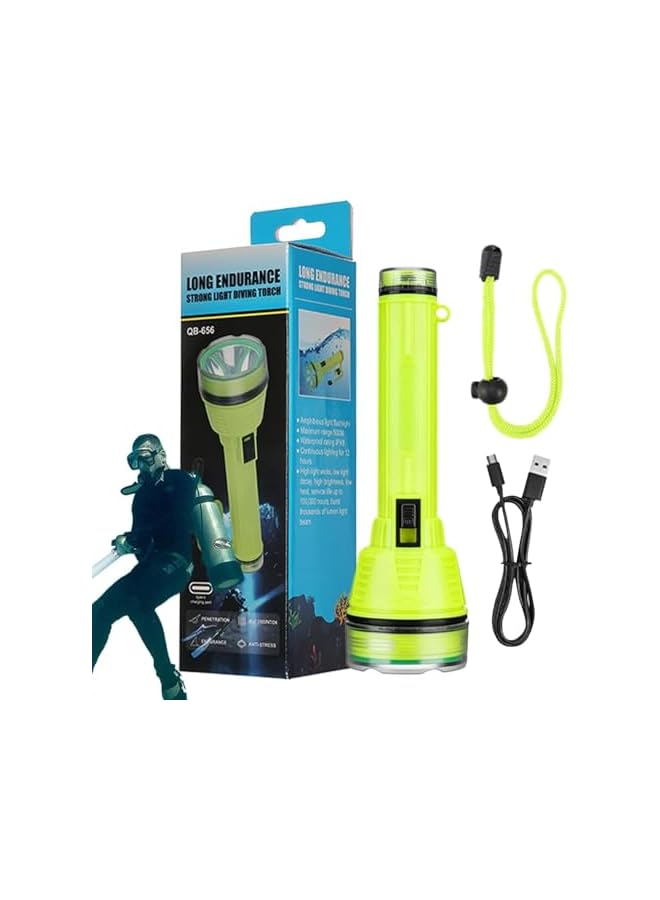 promass Dive Light, Scuba Diving Flashlight, Flashlight Dive Torch, Underwater Light Waterproof Flashlight, 200 Meters Night Dive Lighting Torch with Strap for Scientific Research, Exploration - Image 2