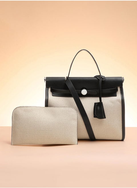 Structured Block With Pouch Hand Bag