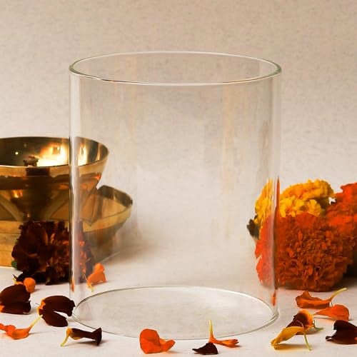 Klassic Big Size Borosilicate Glass Cover for Akhand Diya - Akhand Jyoti Wind Protector, Tealight & Led Tealights, 5 Inches Height, 4.4 inches Width | Pack of 1 - Image 1