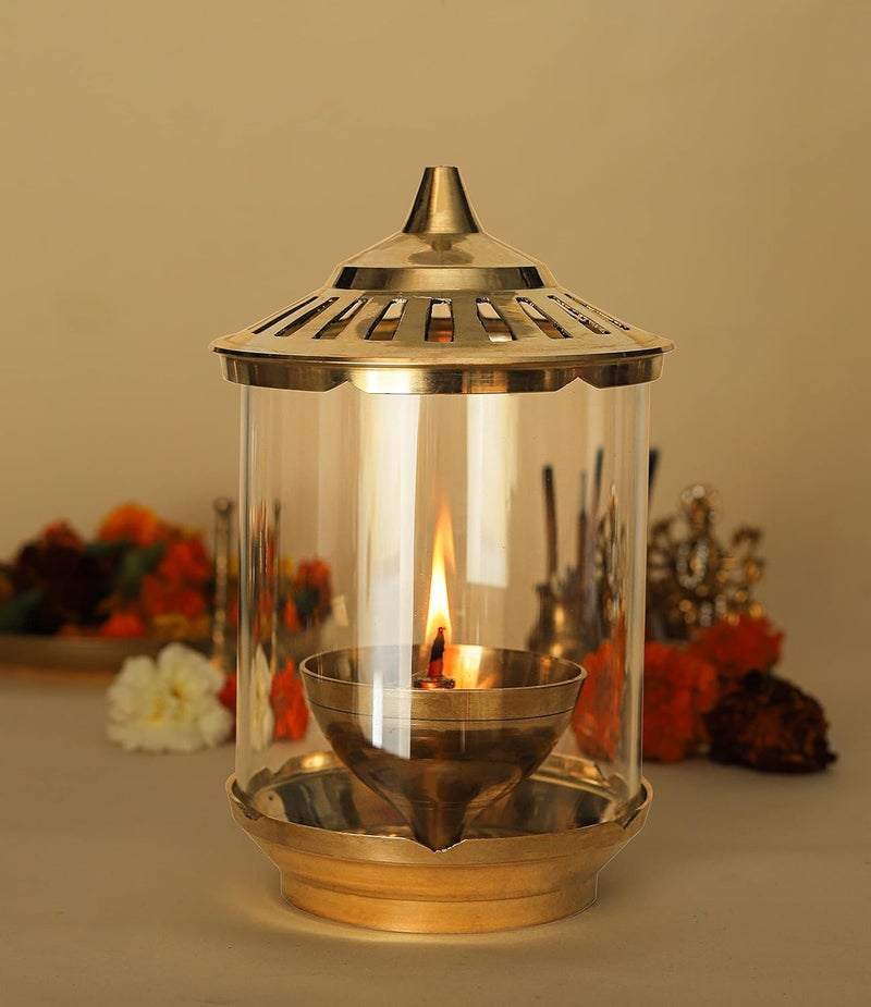 Klassic Big Size Borosilicate Glass Cover for Akhand Diya - Akhand Jyoti Wind Protector, Tealight & Led Tealights, 5 Inches Height, 4.4 inches Width | Pack of 1 - Image 3