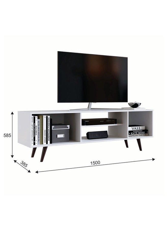 DANUBE HOME Lombre 2 Door Tv Rack Upto 50 Inches Tv Entertainment Modern Design Wall Unit Furniture Tv Stand For Living Room Bedroom Tv Unit Rack 150x38.50x58.50 cm White  - Image 5