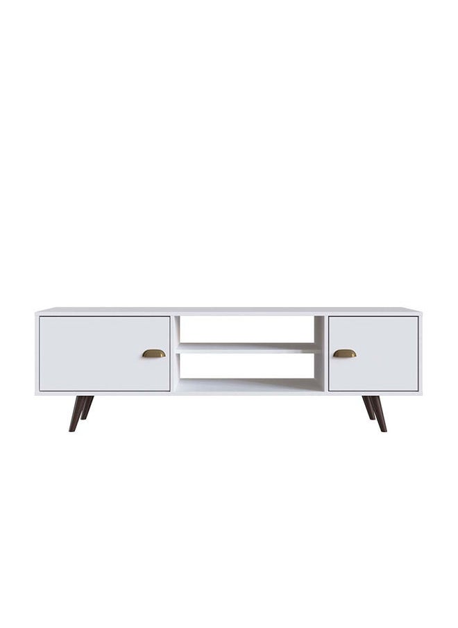 DANUBE HOME Lombre 2 Door Tv Rack Upto 50 Inches Tv Entertainment Modern Design Wall Unit Furniture Tv Stand For Living Room Bedroom Tv Unit Rack 150x38.50x58.50 cm White  - Image 4