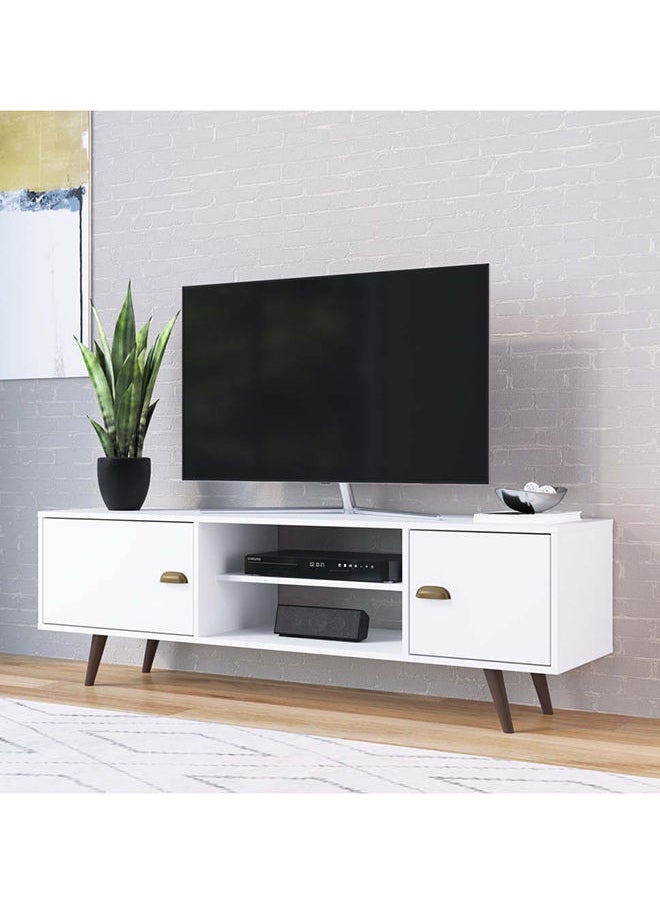 DANUBE HOME Lombre 2 Door Tv Rack Upto 50 Inches Tv Entertainment Modern Design Wall Unit Furniture Tv Stand For Living Room Bedroom Tv Unit Rack 150x38.50x58.50 cm White  - Image 2