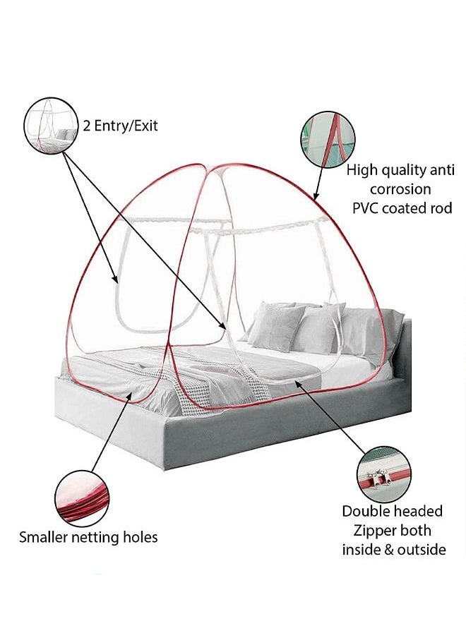Arabest - Foldable Classic Mosquito Net For Single/Double/Queen/King Size Bed Polyester White/Pink - Image 1