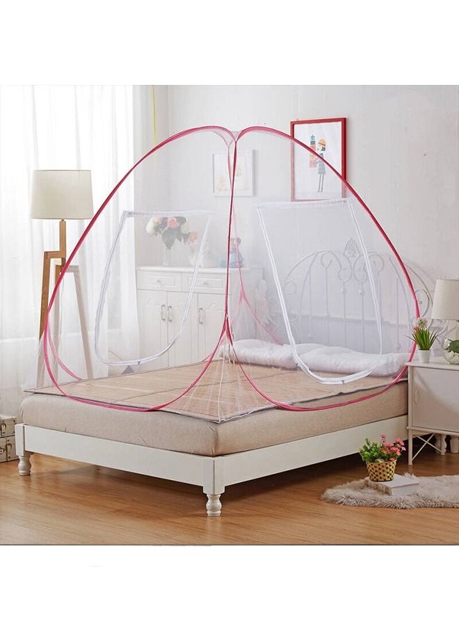 Arabest - Foldable Classic Mosquito Net For Single/Double/Queen/King Size Bed Polyester White/Pink - Image 1
