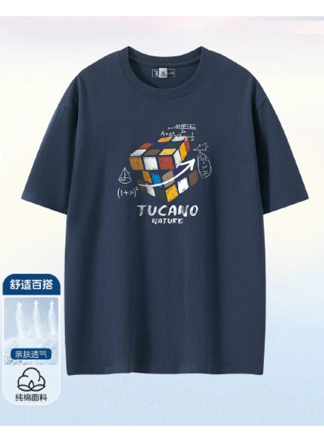 Tucano men's Short Sleeve T-shirt Summer Pure Cotton Breathable Top Loose Versatile Round Neck Tee - Image 1