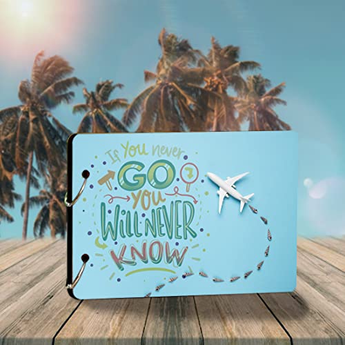 WallDaddy- Scrapbook Crafts (Shell Plane) Scrap Book | Wooden Photo Album | 40 Black Color Paper Size "22 X 16 cm" Wooden Photo Book | Memories Book | Photo Frame & Albums Large - Image 1