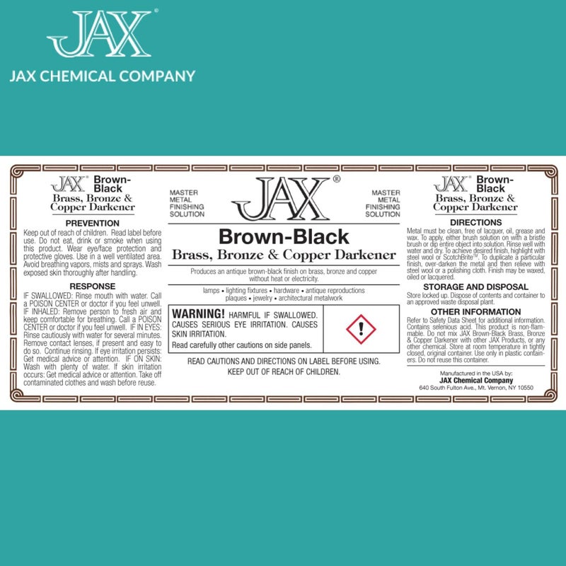 JAX Brown/Black Darkening - Metal Finish Solution - Antique Finish Without Heat or Electricity - 2oz - Image 1