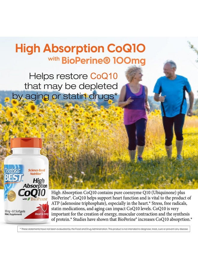 Doctor's BEST - High Absorption Coq10 With Bioperine Gluten Free Naturally Fermented Heart Health & Energy Production 100 Mg 60 Softgels - Image 1