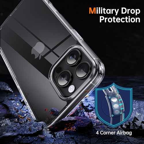 Supdeal Shockproof Clear Case for iPhone 16 Pro, [Camera Control Button] [10FT Military Drop Protection] Hard Clear Silicone Edge Four Corner Airbags Protection Phone Cover, 6.3", Transparent - Image 3