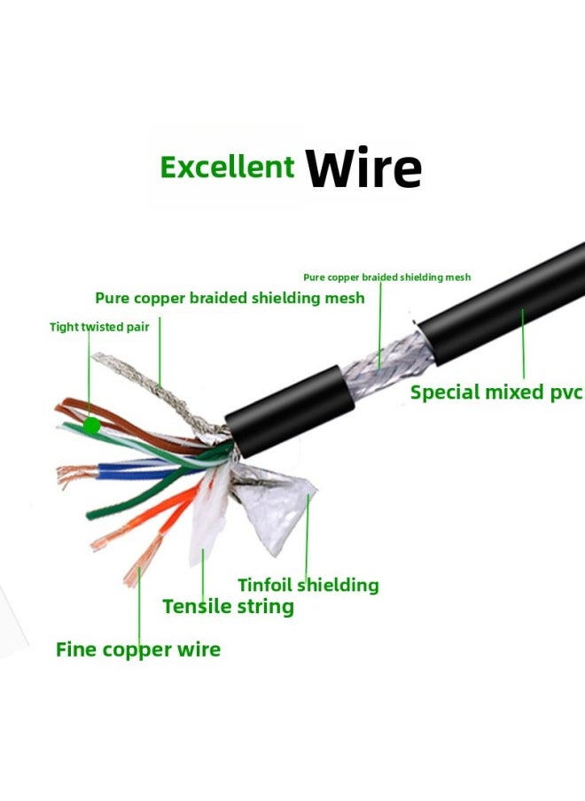 Generic Industrial Camera High-soft Network Cable Gigabit Bending-resistant RJ45 Shielded Drag Chain Waterproof Black Twisted Pair Network Cable Manufacturer-Color:10 M  - Image 4