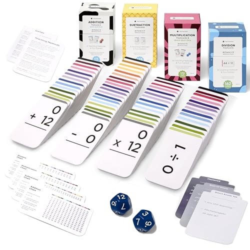 Think Tank Scholar 681 Math Flash Cards & Dice – Learn Addition, Subtraction, Multiplication & Division Facts 0–12, Color-Coded with Games, Charts & Sorting Tabs, Grades K–6 – Jumbo Size (5.2” x 3.1”) - Image 1