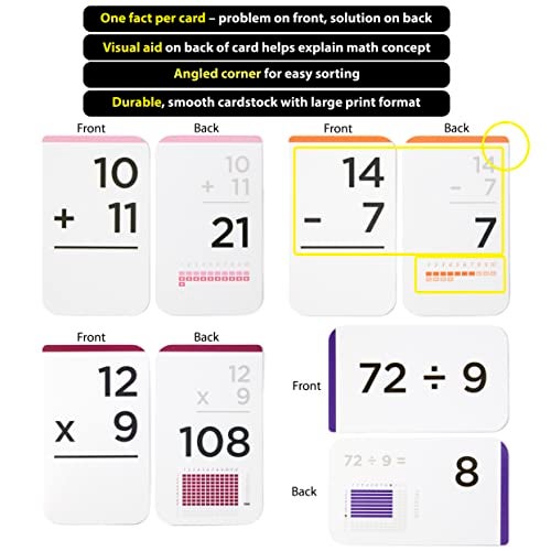 Think Tank Scholar 681 Math Flash Cards & Dice – Learn Addition, Subtraction, Multiplication & Division Facts 0–12, Color-Coded with Games, Charts & Sorting Tabs, Grades K–6 – Jumbo Size (5.2” x 3.1”) - Image 5