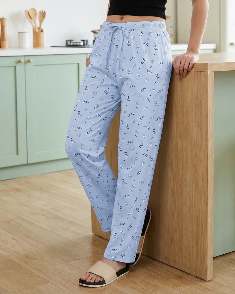 بيواكوف Women's Blue All Over Printed Pyjamas