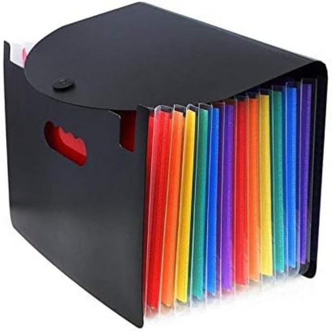ieLive 12 Pockets Expanding File Folders, Portable Accordion A4 Expandable File Organizer, Large Capacity Multicolour Stand Plastic Business File Box - Image 3
