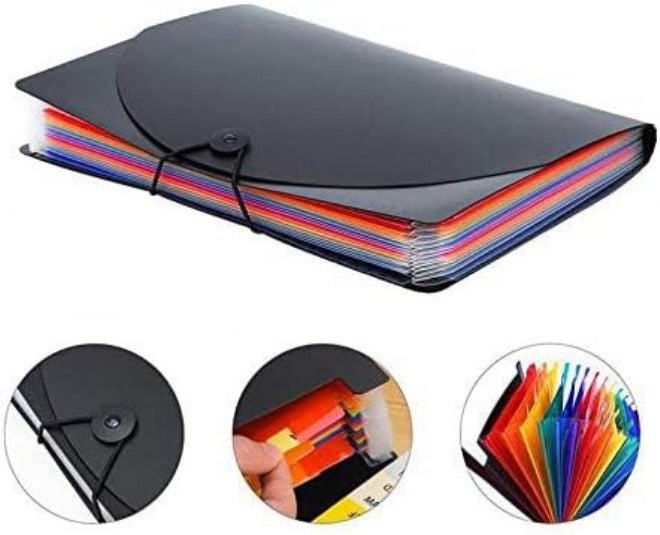 ieLive 12 Pockets Expanding File Folders, Portable Accordion A4 Expandable File Organizer, Large Capacity Multicolour Stand Plastic Business File Box - Image 4