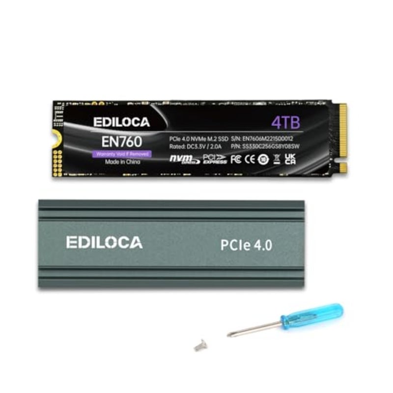 EN760 SSD with Heatsink PCIe Gen4 NVMe M.2 2280 3D NAND Internal Solid State Drive Up to 5000MB/s Read Speed Dynamic SLC Cache Technology Compatible with PS5 and PC - Image 1