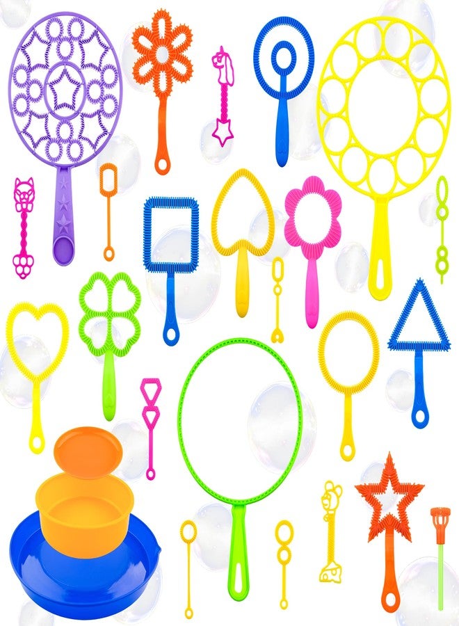 iShyan Bubble Wand Set 26 PCS Large Bubble Wands with Tray,Giant Bubbles Maker Wand Set for Kids Summer Outdoor Birthday Party Favors - Image 1