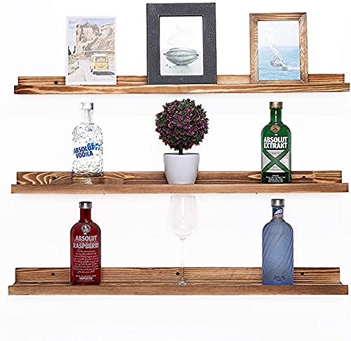 VM DECOR 18 Inch Floating Shelves Wood Wall Mounted Set of 3Bookshelf for Wall Long Wooden Large Picture Ledge Shelf for Home Decoration for bedroomsOfficeLiving Room Kitchen3 Different Sizes - Image 1