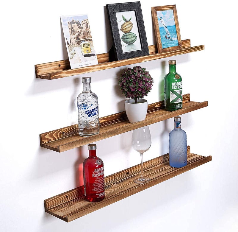 VM DECOR 18 Inch Floating Shelves Wood Wall Mounted Set of 3Bookshelf for Wall Long Wooden Large Picture Ledge Shelf for Home Decoration for bedroomsOfficeLiving Room Kitchen3 Different Sizes - Image 3