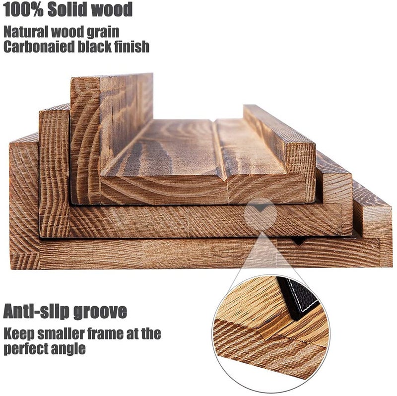 VM DECOR 18 Inch Floating Shelves Wood Wall Mounted Set of 3Bookshelf for Wall Long Wooden Large Picture Ledge Shelf for Home Decoration for bedroomsOfficeLiving Room Kitchen3 Different Sizes - Image 4