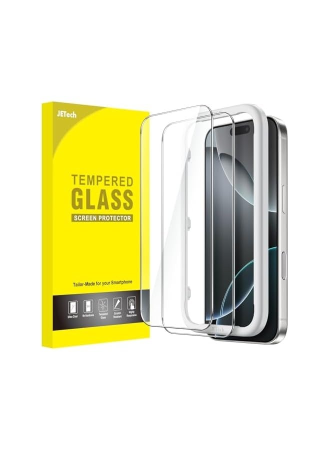 جي تيك واقي شاشة لهاتف iPhone 16 Pro مقاس 6.3 بوصات، طبقة من الزجاج المقوى مع أداة تثبيت سهلة، صديق للحافظة، شفاف عالي الدقة، عبوتان - Image 1