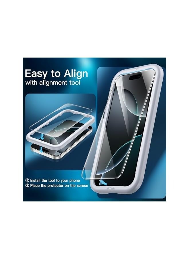 جي تيك واقي شاشة لهاتف iPhone 16 Pro مقاس 6.3 بوصات، طبقة من الزجاج المقوى مع أداة تثبيت سهلة، صديق للحافظة، شفاف عالي الدقة، عبوتان - Image 4