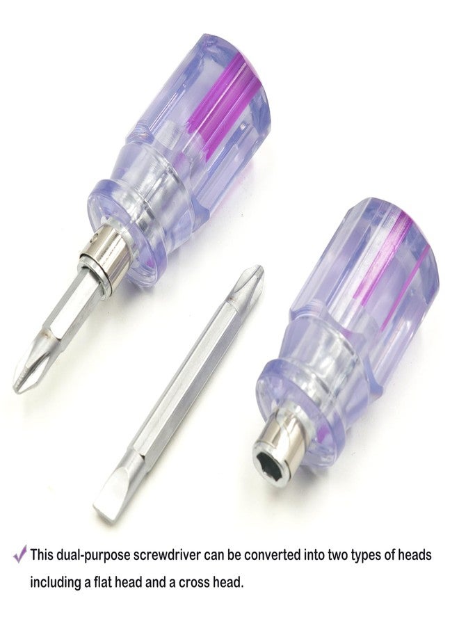 AKTOO Stubby Screwdriver Short Screwdriver With Phillips Head and Flat Head, Small Magnetic Screwdrivers for DIY Repairing,2 Piece Set - Image 2