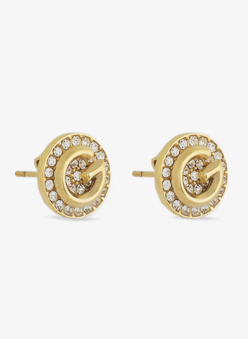 جس G Crystal Logo Earrings