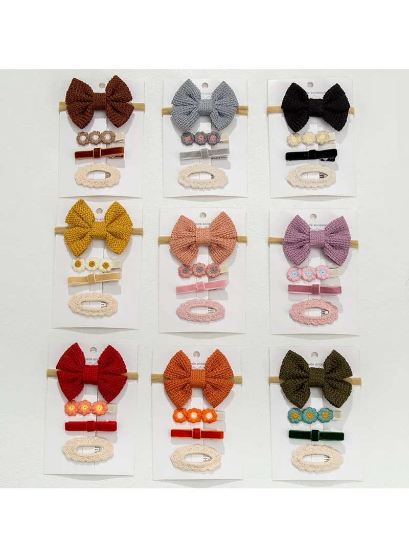 D'Daniela Eira Ribbon Bow Clip Set with Ponytail For Babies and Girls - Peach