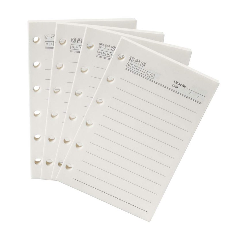 Moterm A7/Pocket Planner Insert, 4-Pack Binder Notebook Organiser Refills Paper, 3.23 x 4.84 Inch 100gsm Thick Paper(A7/Pocket, Lined)
