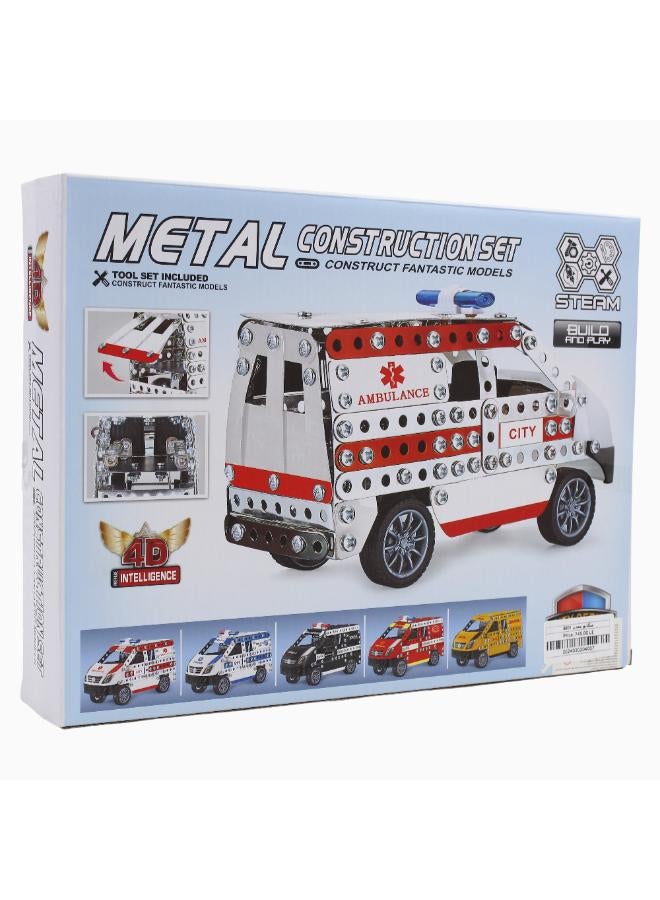 White Ambulance Model Metal Construction Set - 314 Pcs - Image 3