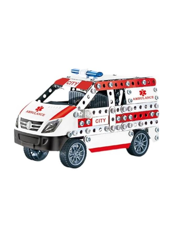 White Ambulance Model Metal Construction Set - 314 Pcs - Image 1
