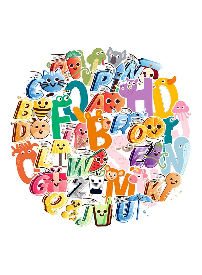 Loquat 50-Piece Cartoon Alphabet Stickers Cute Animal Stickers Waterproof Graffiti Stickers - Image 2
