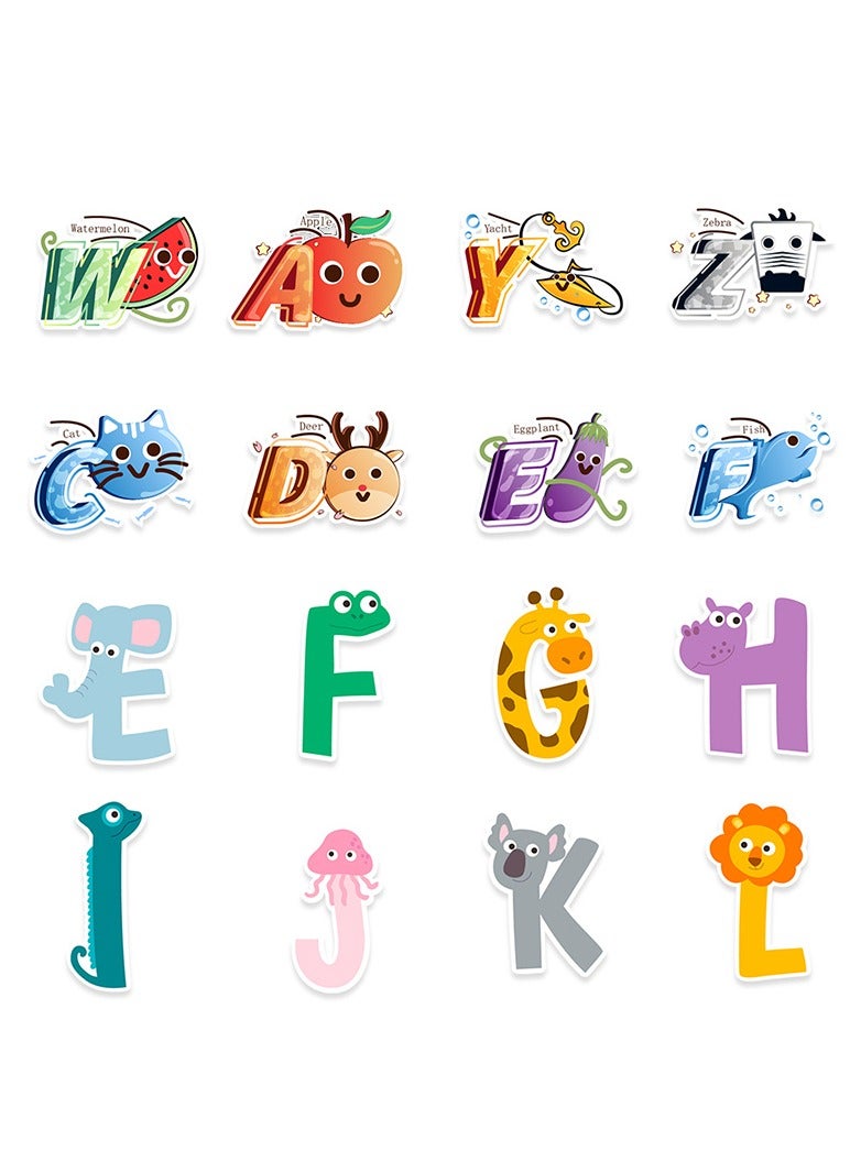 Loquat 50-Piece Cartoon Alphabet Stickers Cute Animal Stickers Waterproof Graffiti Stickers - Image 3