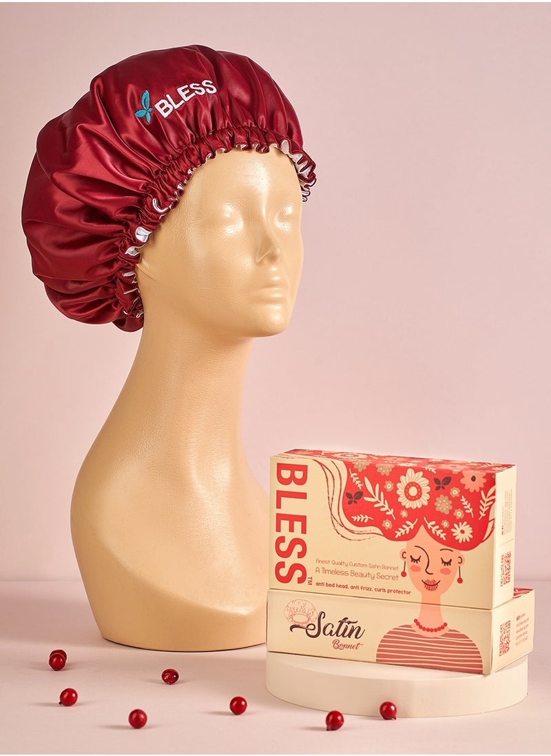 Bless Satin bonnet - Maroon  - Image 2
