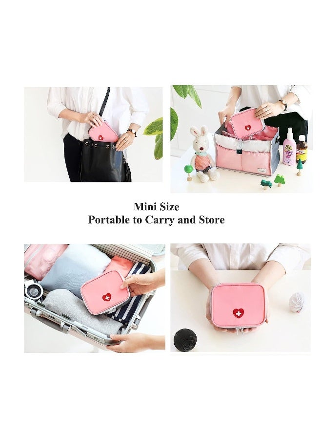 Generic 2 Pcs Portable Mini First Aid Pouch Empty Travel Medicine Bag Double Zippers Handy Pills Pocket for for Office Travel Home Vehicle Beach Emergency Zipper Pouch Small Size - Image 3