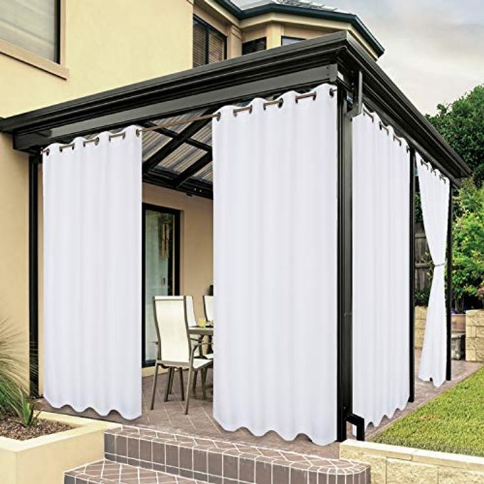 BONZER Outdoor Curtains for Patio Waterproof Thick Privacy Grommet Sunlight Blocking Outside Curtains for Porch Pergola Gazebo Deck 1 Panel 84W x 84L inch White