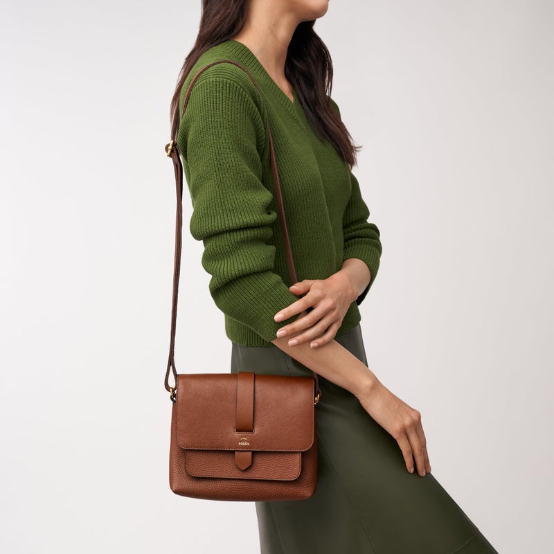 FOSSIL حقيبة كروس بودي صغيرة من جلد كينلي للنساء من فوسيل، بني (الموديل: ZB7878200) - Image 5