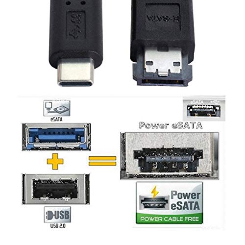 xiwai USB-C Type-C to Power Over eSATA DC5V Adapter USB3.0 to HDD/SSD/ODD eSATAp Converter - Image 4