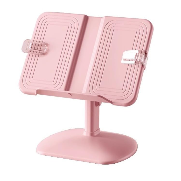 SOLDTRUE Adjustable Book Stand for Kids & Adults | Ergonomic Reading Holder with Height & Angle Adjustment, Extendable Width (29-46cm), Hands-Free Bookstand for Study, Reading, and Office (Pink) - Image 2