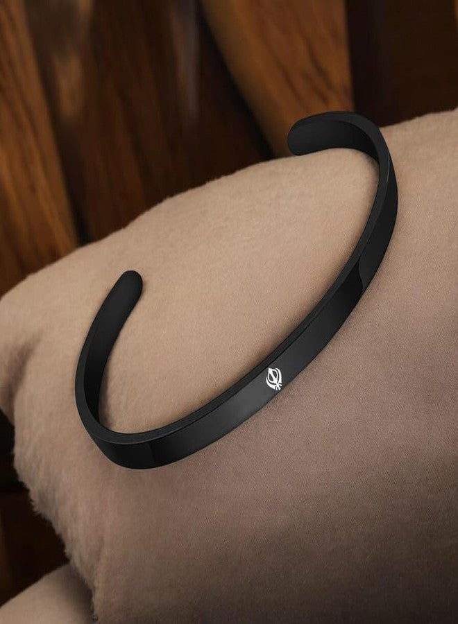 The Men Gift Sikh Khanda Symbol Stainless Steel Kada Bracelet for Men & Women | Micro Carved Spiritual Sikh Kada | Anti-Tarnish, Hypoallergenic, Waterproof Black ShivBLRKa2025173 - Image 5