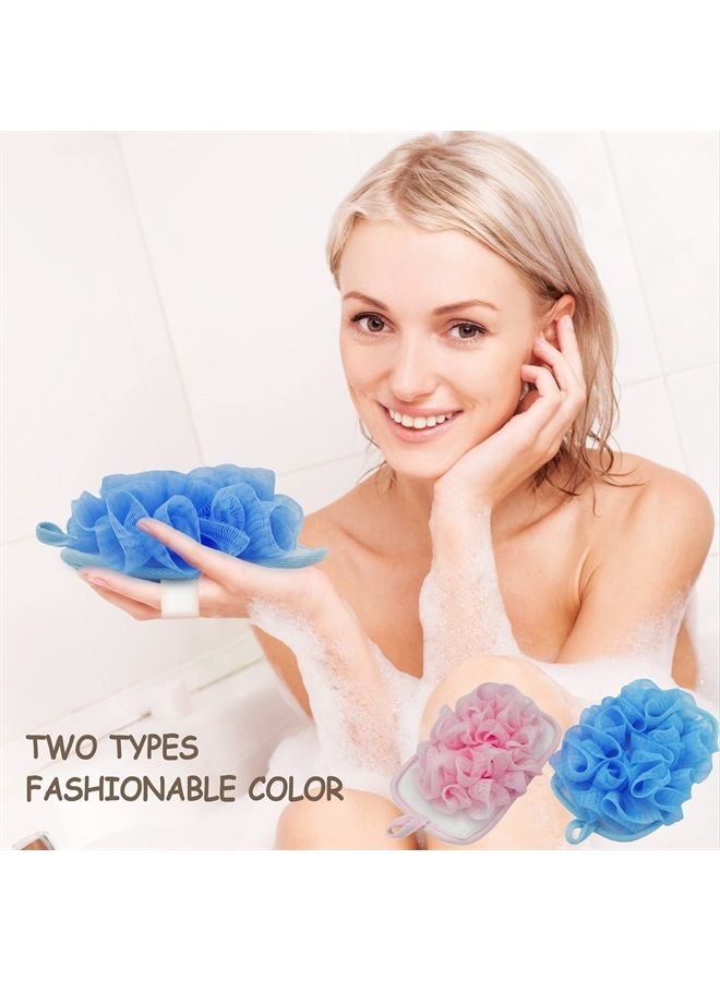 Bleu Bath (2 Pack) Exfoliating Bath Sponge Body Loofah Mitt Pad Shower Pouf Elastic Hand Strap Mesh Sponge Shower Scrubber - Image 2