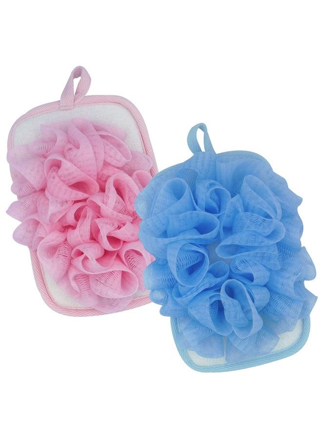 Bleu Bath (2 Pack) Exfoliating Bath Sponge Body Loofah Mitt Pad Shower Pouf Elastic Hand Strap Mesh Sponge Shower Scrubber - Image 1