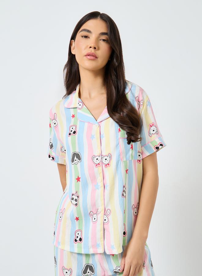 Take Two Pack of 3 - Graphic Striped Cotton Shirt, Shorts and Pyjama - Image 4