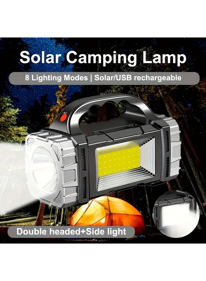 Solar USB Rechargeable LED Camping Lamp 8 Modes Dual Head Side Light Portable Outdoor - Image 1