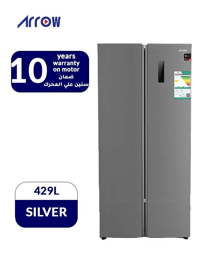 ARROW 429-Liter 15.2 Cubic Feet, Frost Free Double Door Refrigerator With Power Saving  Digital Control Panel Silver Colour RO-700SNS - Image 1